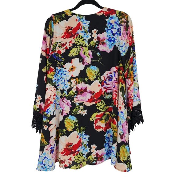 Show Me Your Mumu Dress Portabella Black Floral Mini Swing LS Boho Witchy SMALL - Picture 3 of 14